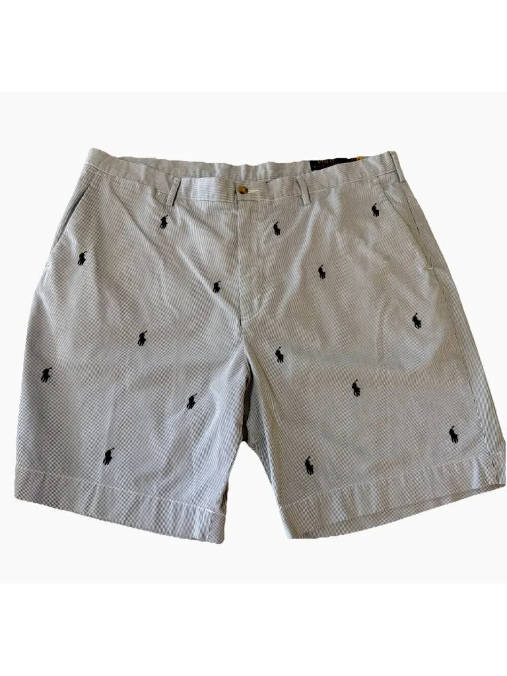 Polo Ralph Lauren Mens 42  Prospect Shorts Seersucker Blue White Pony Logo